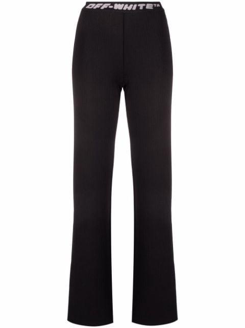 logo-tape ribbed-knit trousers by OFF-WHITE