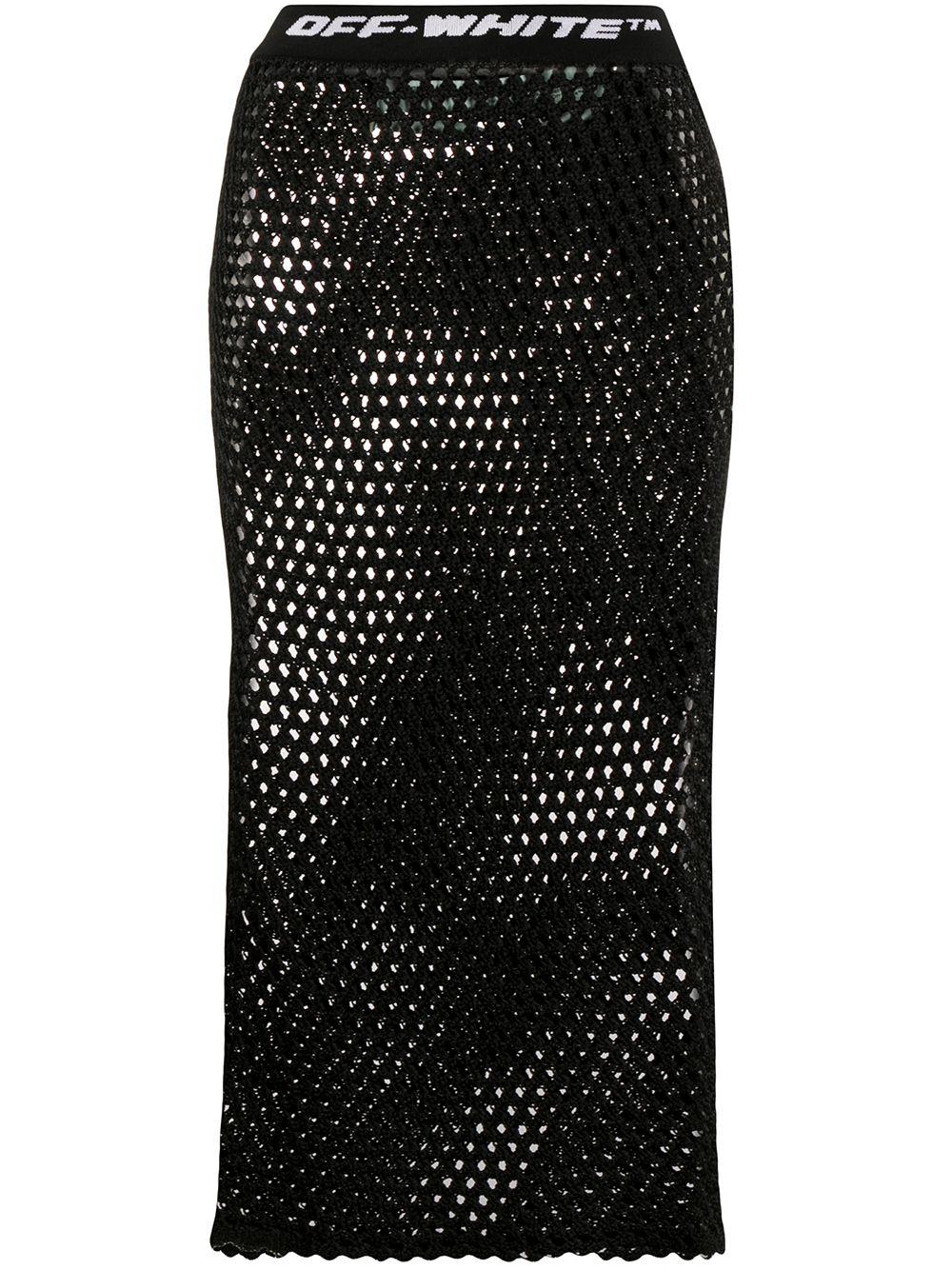 logo waistband fishnet skirt by OFF-WHITE
