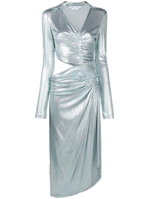 metallic draped midi dress by OFF-WHITE