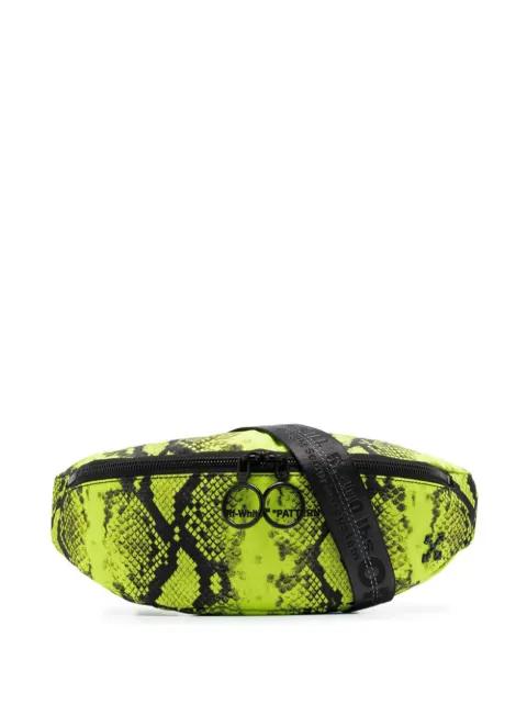 neon yellow python-print belt bag by OFF-WHITE