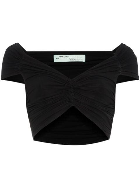 off-shoulder ruched cropped top by OFF-WHITE