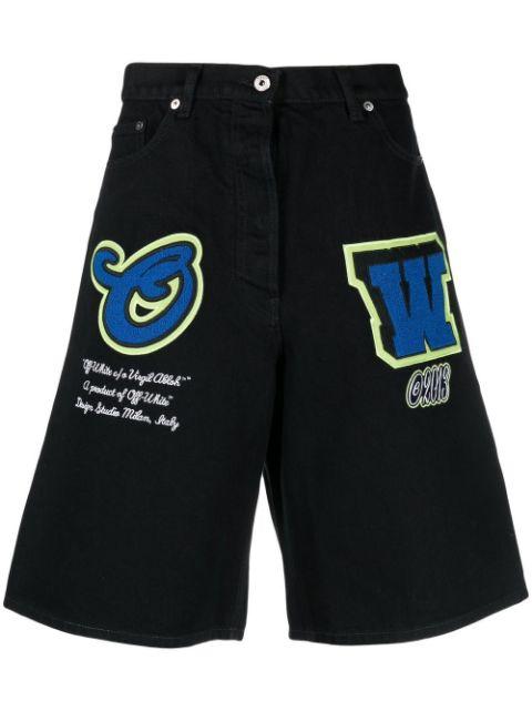 patch wide-leg denim shorts by OFF-WHITE