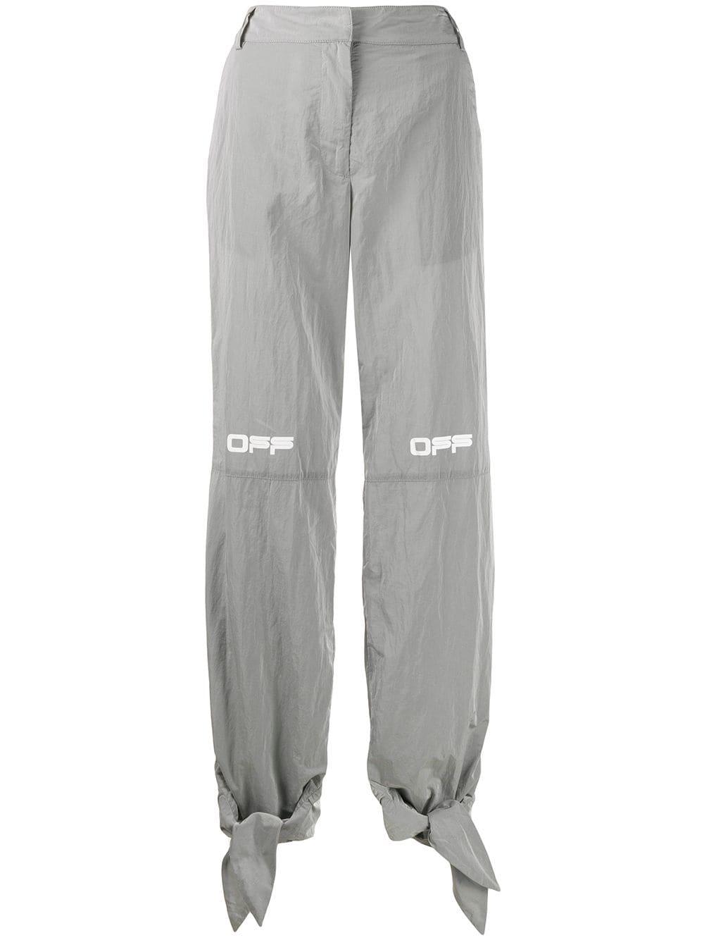 printed logo tie cuffs trousers by OFF-WHITE