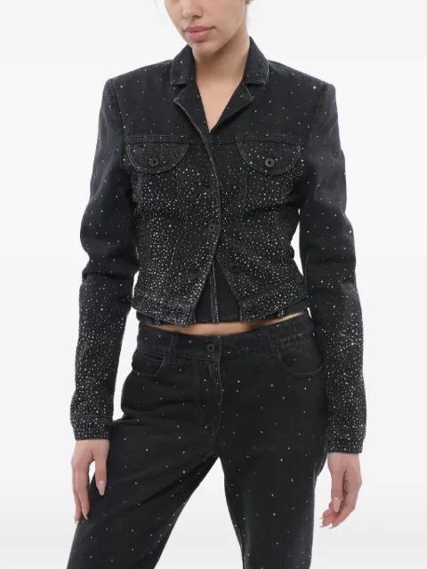 rhinestone-embellished cropped denim jacket by OFF-WHITE