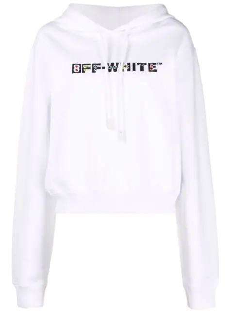 rhinestone-embellished logo hoodie by OFF-WHITE