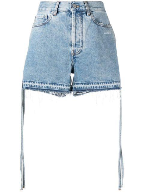 side tie fastening denim shorts by OFF-WHITE
