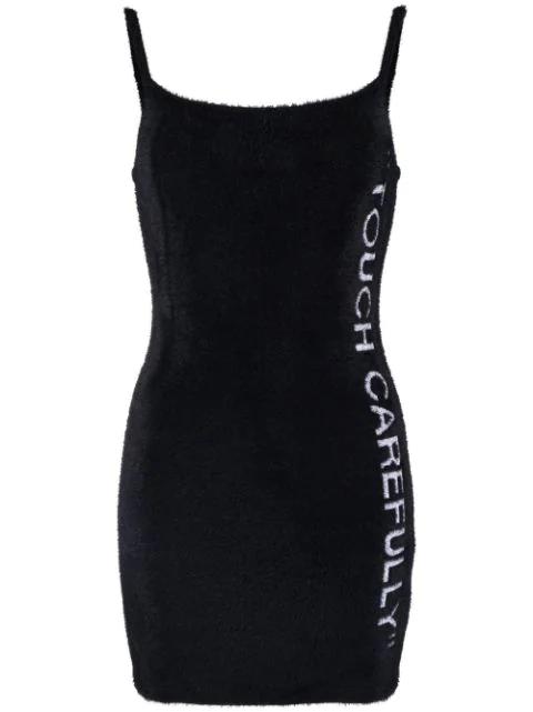 slogan detail fuzzy mini dress by OFF-WHITE