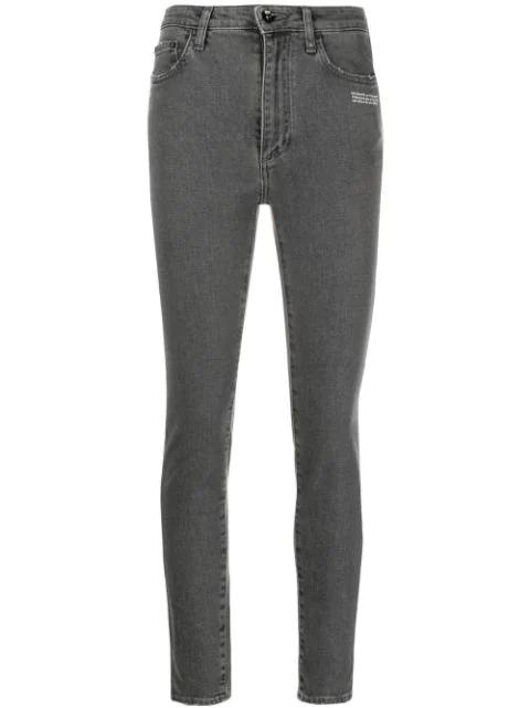 slogan-print cropped skinny jeans by OFF-WHITE