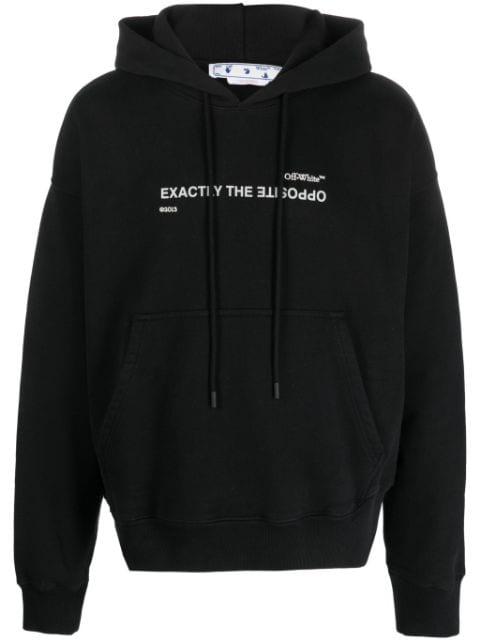 slogan-print drawstring hoodie by OFF-WHITE