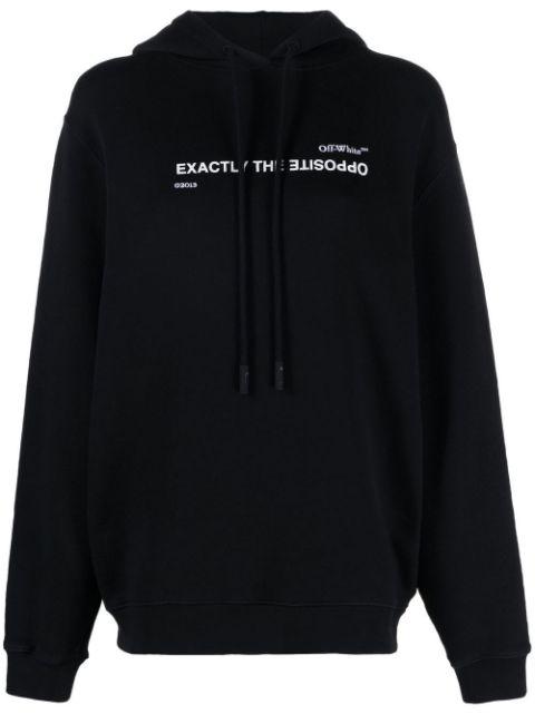 slogan-print drawstring hoodie by OFF-WHITE