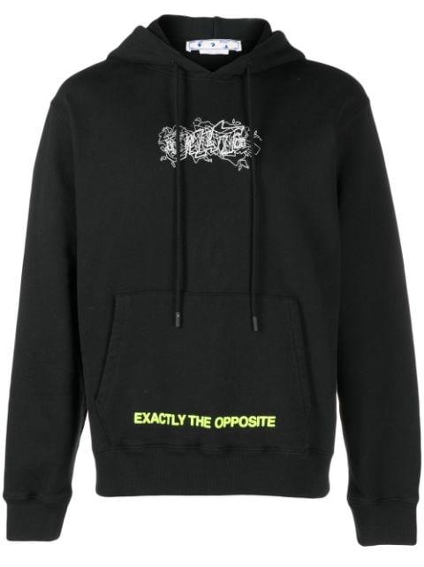 slogan-print drawstring hoodie by OFF-WHITE