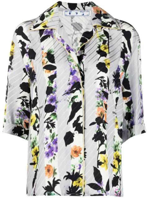 striped floral bowling shirt by OFF-WHITE
