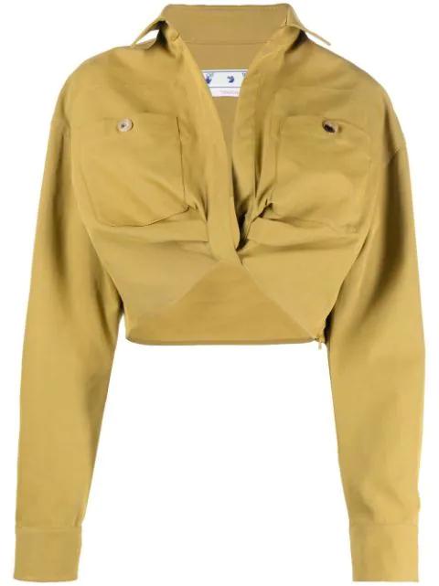 twist-front cropped cargo shirt by OFF-WHITE