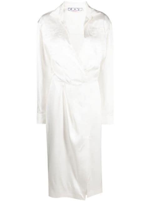 twist-front satin shirt midi dress by OFF-WHITE
