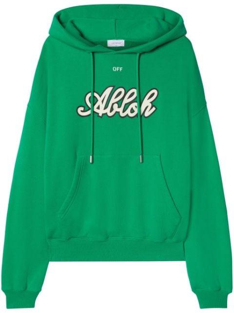 varsity-print cotton hoodie by OFF-WHITE