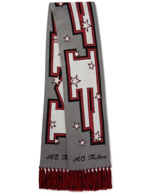x AC Milan intarsia-knit scarf by OFF-WHITE