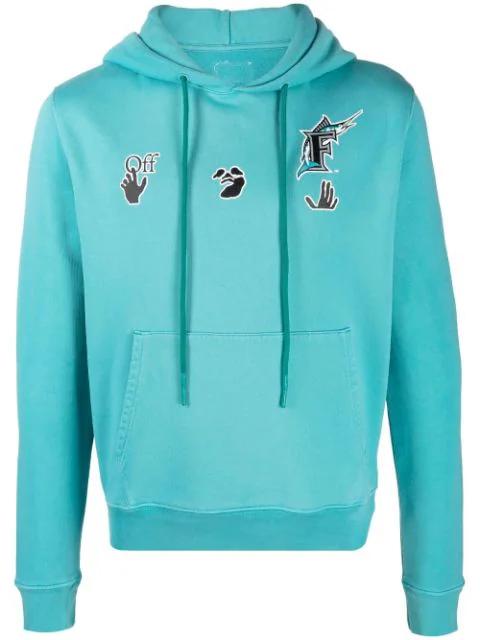 x MLB Florida Marlins logo-print hoodie by OFF-WHITE