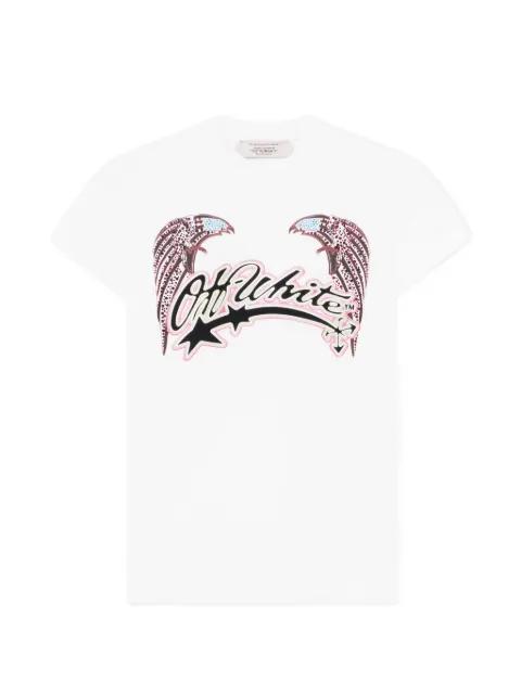 x Swarovski crystal-embellished graphic-print T-shirt by OFF-WHITE