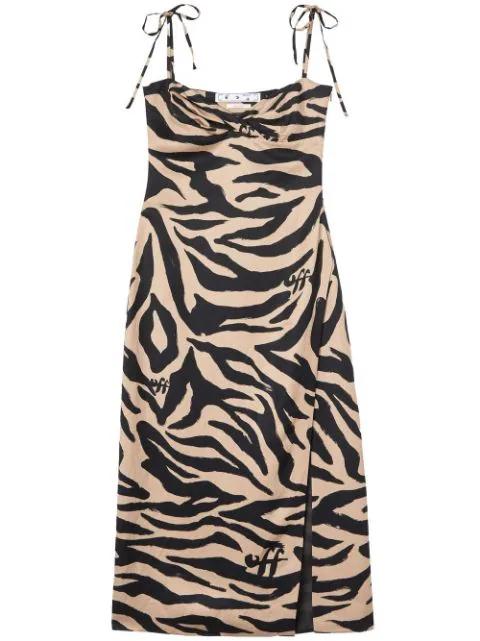 zebra print side-slit dress by OFF-WHITE