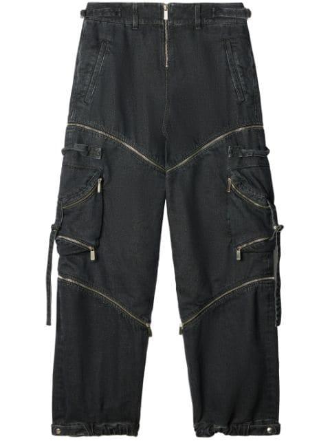 zip denim cargo pants by OFF-WHITE