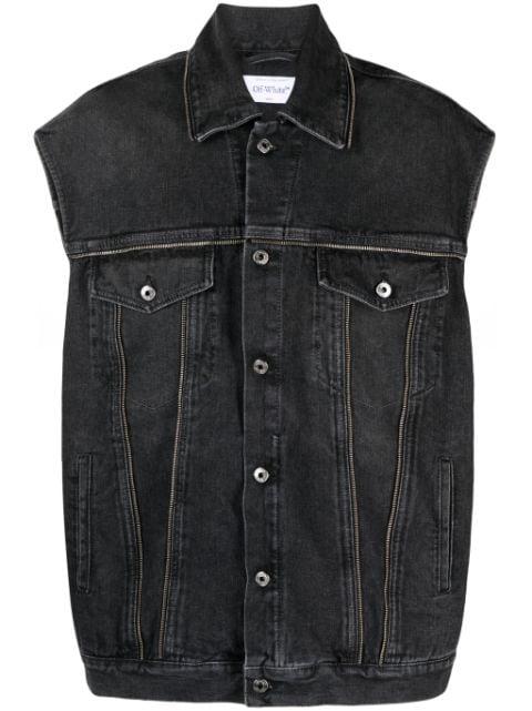 zip-embellished denim gilet by OFF-WHITE