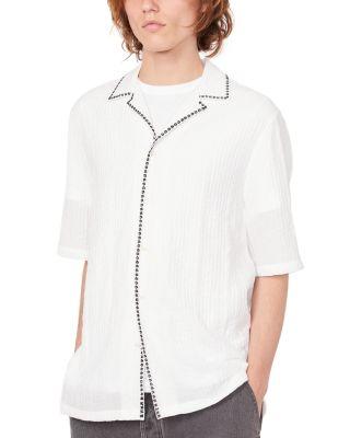 Eren Short Sleeve Embroidered Seersucker Shirt by OFFICINE GENERALE
