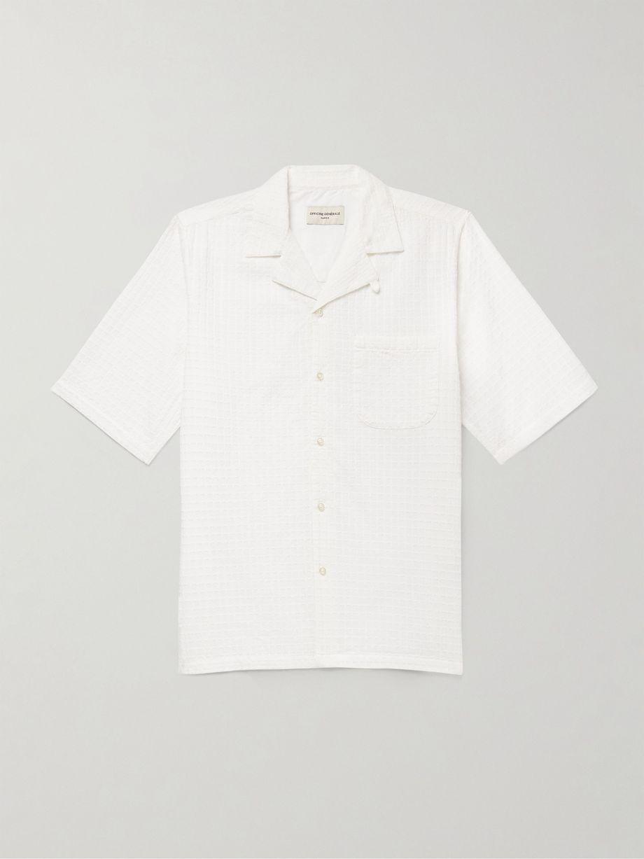 Luis Convertible-Collar Embroidered Checked Cotton Shirt by OFFICINE GENERALE Luis Convertible-Collar Embroidered Checked Cotton Shirt by OFFICINE GENERALE
