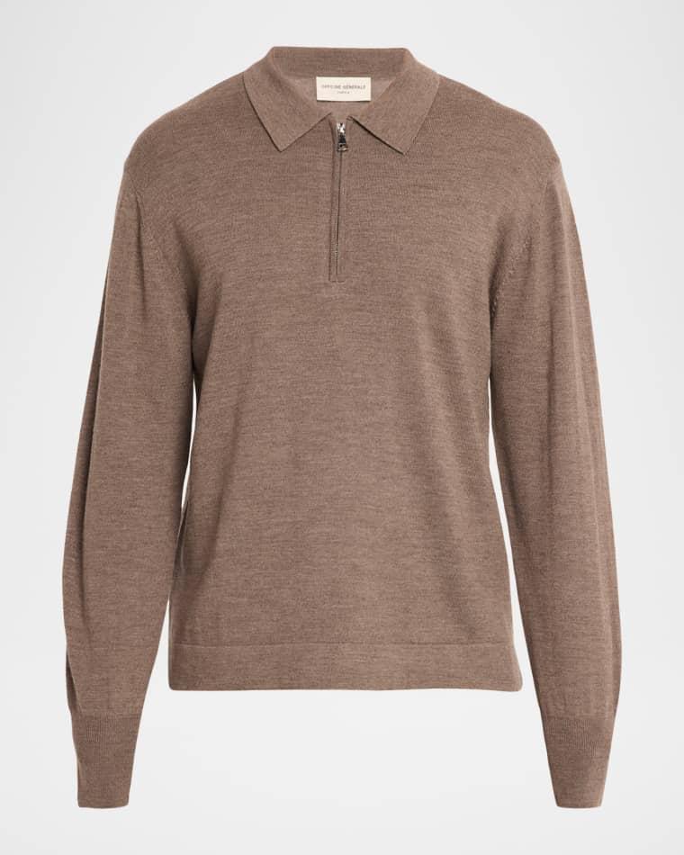 Men's Bene Merino Wool Quarter-Zip Polo Sweater by OFFICINE GENERALE