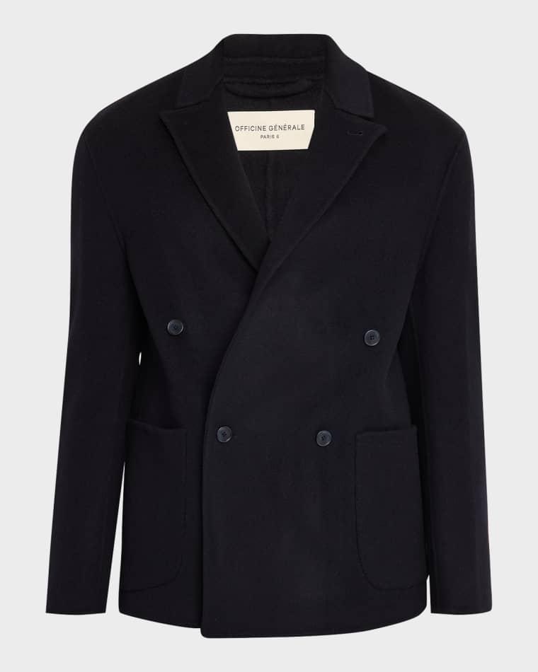 Men's Dark Navy Double-Breasted Wool Maxwell Sport Jacket by OFFICINE GENERALE