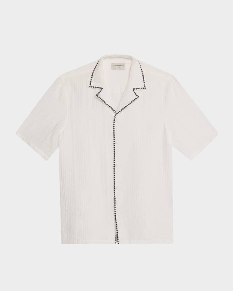 Men's Eren Textured Viscose Short-Sleeve Camp Shirt by OFFICINE GENERALE