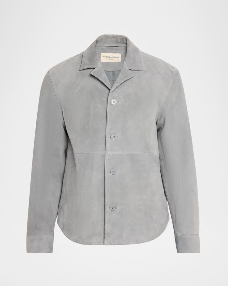 Men's Grey Suede Julien Overshirt by OFFICINE GENERALE