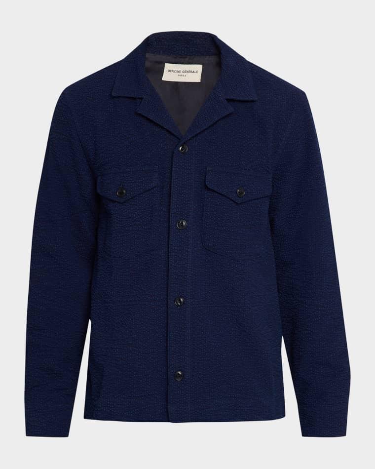 Men's Jean-Baptiste Seersucker Cotton Shirt Jacket by OFFICINE GENERALE
