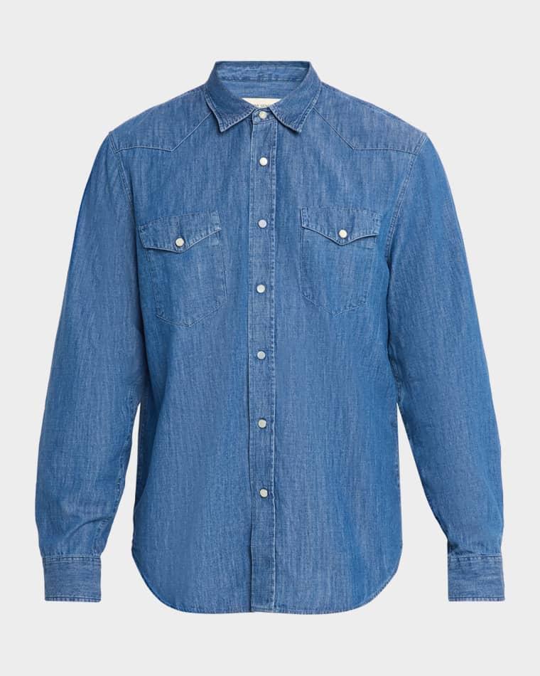 Men's Maverick Snap-Front Chambray Western Shirt by OFFICINE GENERALE