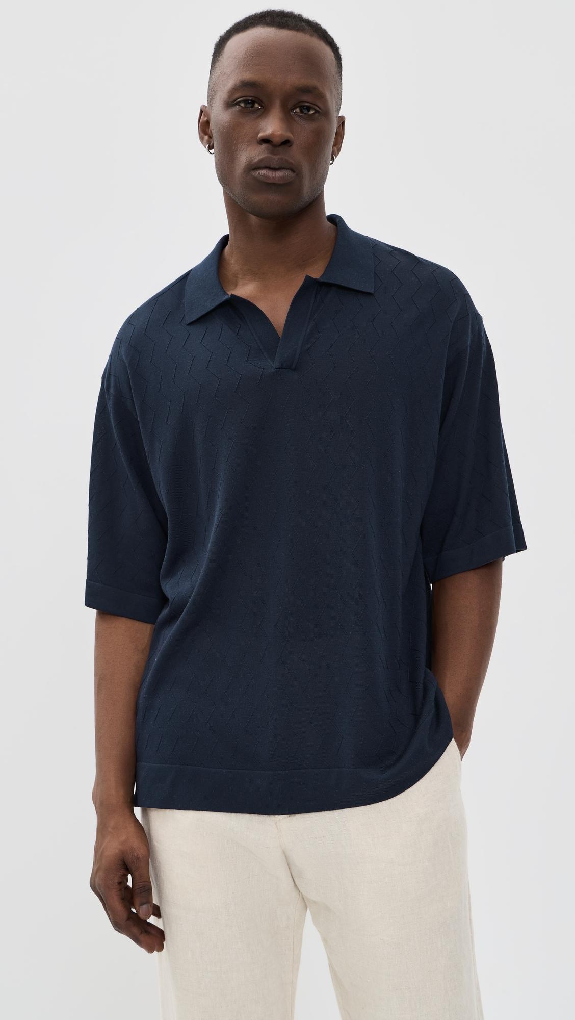 Pele Textured Knit Polo by OFFICINE GENERALE