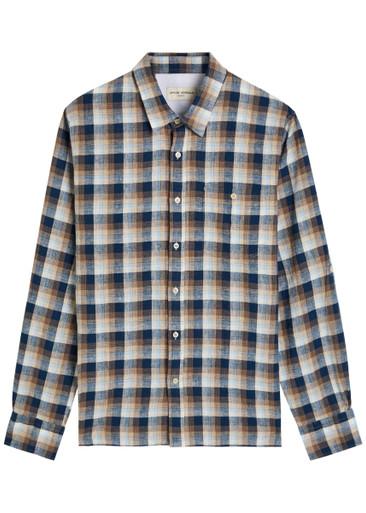 Younes checked cotton and linen-blend shirt by OFFICINE GENERALE