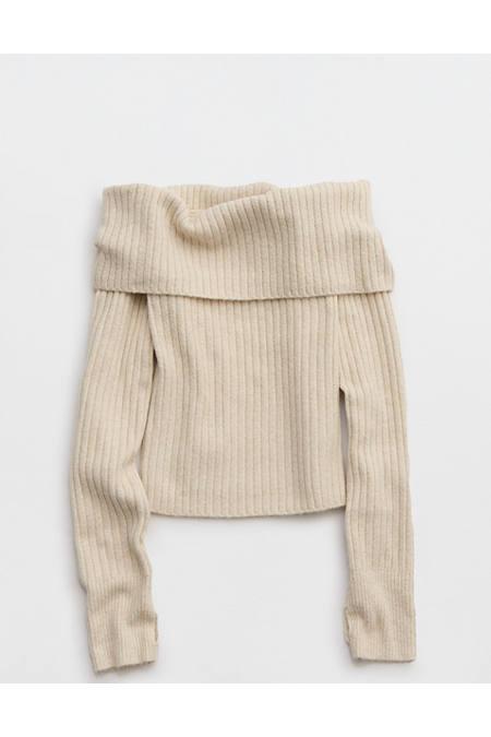 OFFLINE By Aerie Off The Shoulder Sweater Women's Heather Fawn by OFFLINE OFFLINE By Aerie Off The Shoulder Sweater Women's Heather Fawn by OFFLINE