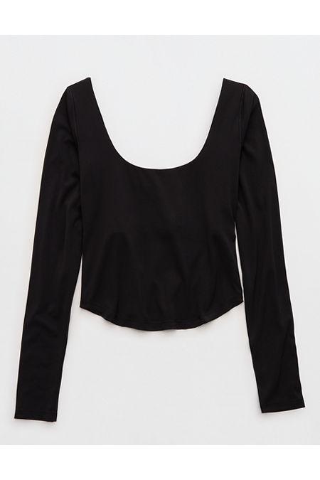 OFFLINE By Aerie Real Me Double Scoopong Sleeve T-Shirt Women's True Black by OFFLINE OFFLINE By Aerie Real Me Double Scoopong Sleeve T-Shirt Women's True Black by OFFLINE