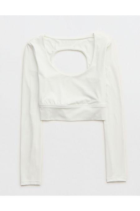 OFFLINE By Aerie Real Me Open Back Long Sleeve Bra Top Women's White XL by OFFLINE