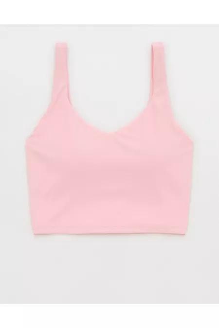 OFFLINE By Aerie Reale Low Key Longline Sports Bra Women's Pink Polish by undefined OFFLINE By Aerie Reale Low Key Longline Sports Bra Women's Pink Polish by undefined