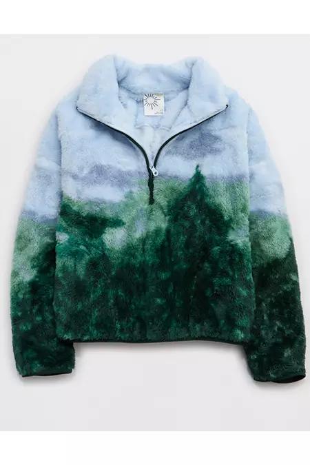 OFFLINE By Aerie Sherpa Quarter Zip Jacket Women's Mystical Green by OFFLINE OFFLINE By Aerie Sherpa Quarter Zip Jacket Women's Mystical Green by OFFLINE