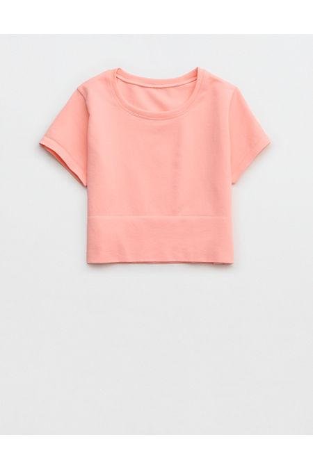 OFFLINE By Aerie Sidewalk Seamless Cropped T-Shirt Women's Shell Pink XL by OFFLINE
