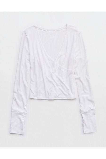 OFFLINE By Aerie Thumbs Up Ribbed Wrap Top Women's White by OFFLINE