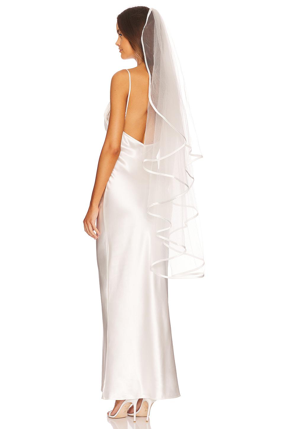 Ofrenda Studio Boline Satin Trim Veil in Ivory by OFRENDA STUDIO