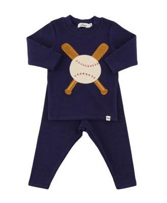 Boys' Terry Baseball Applique Two Piece Set - Baby by OH BABY!