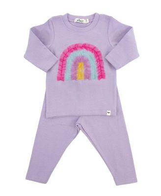 Girls' Bright Tulle Rainbow Applique 2-Piece Tee and Pant Set - Baby by OH BABY!