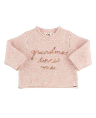 Girls' Grandma Loves Me Heather Roll Edge Sweater - Baby by OH BABY!
