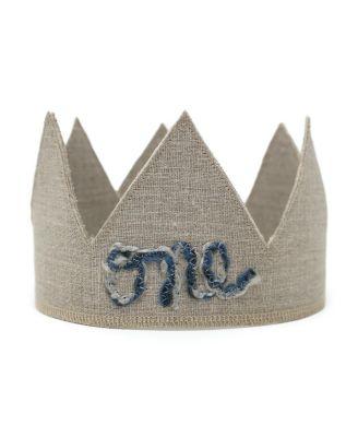 Girls' Linen Crown - "one" Yarn Embroidered - Baby by OH BABY!
