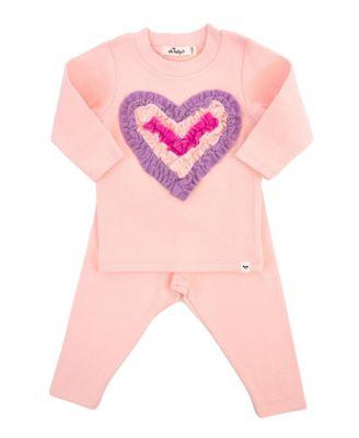 Girls' Multi Ruffle Heart Terry Applique Two Piece Set - Baby by OH BABY!