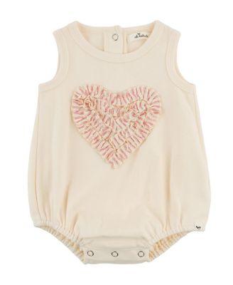 Girls' Stripe Ruffle Heart Bubble - Baby by OH BABY!