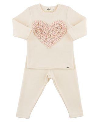 Girls' Stripe Ruffle Heart Two Piece Set - Baby by OH BABY!